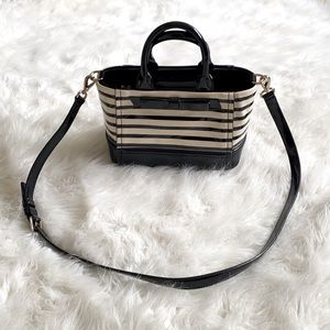 Kate Spade Black & Cream Striped Patent Leather